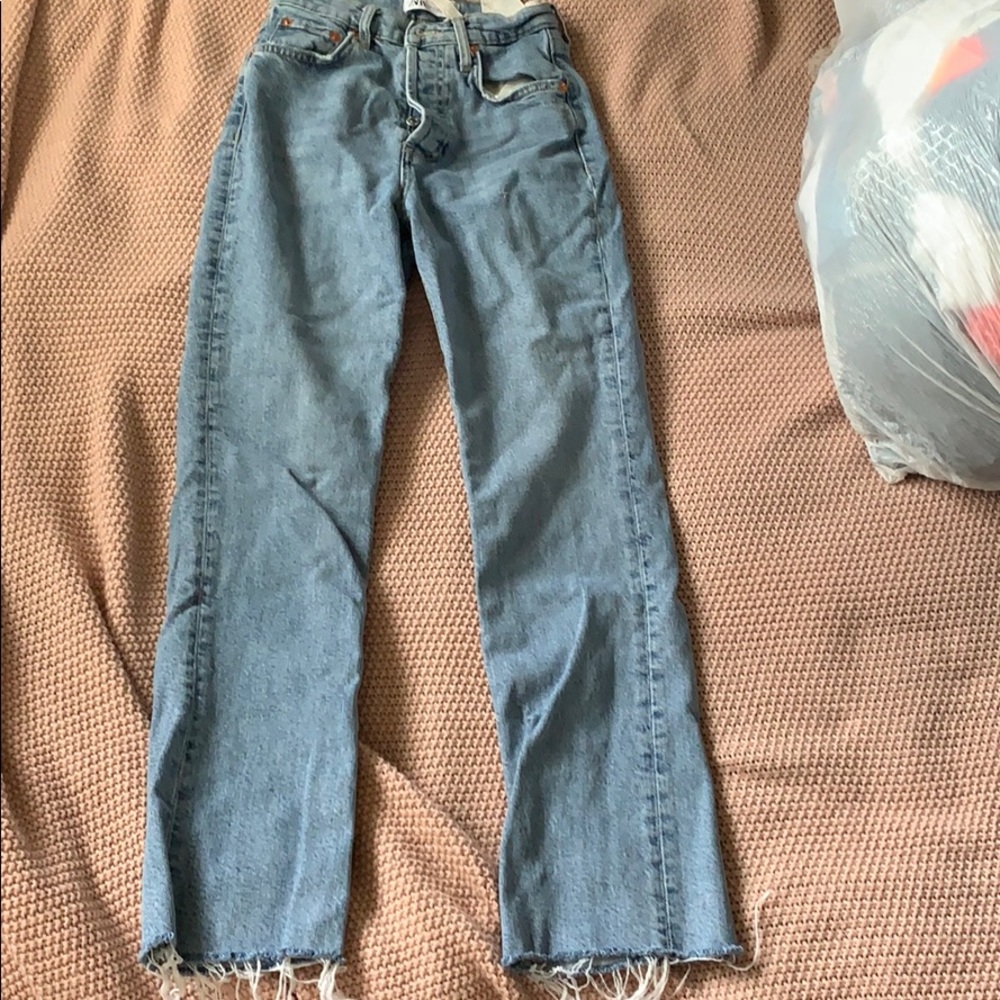 zara high waisted straight jean